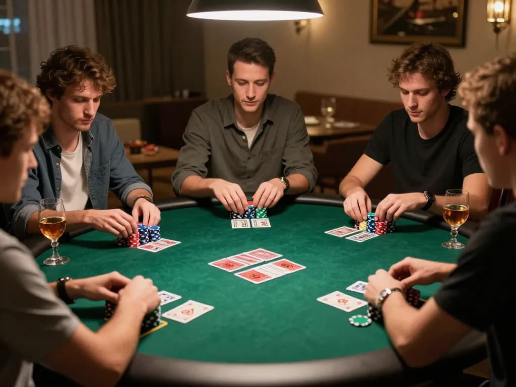 Players enjoy a thrilling poker game at home with hitclubapk app enhancing their experience.