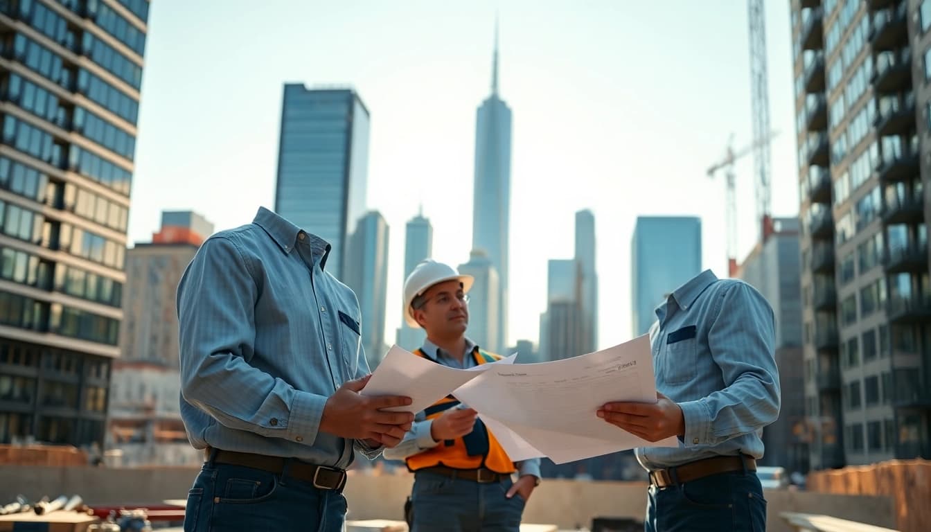 Manhattan General Contractor supervising a dynamic construction site in New York City.