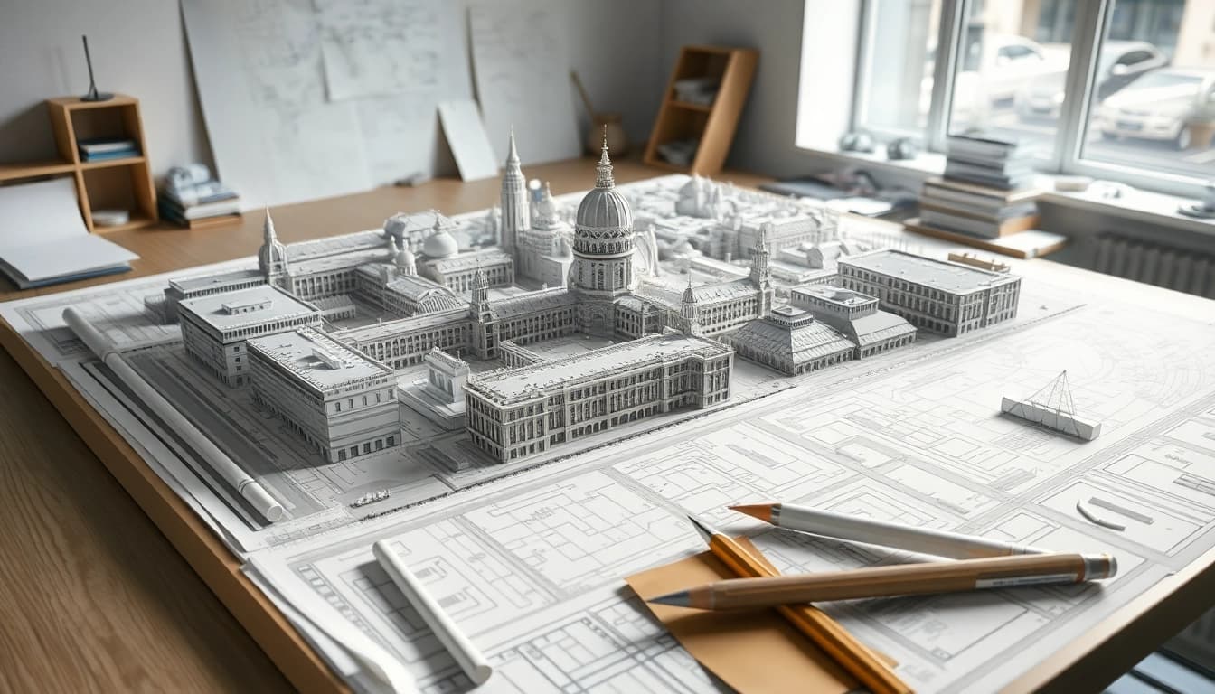 Architekturmodellbau Chemnitz mit detaillierter Stadtansicht und exakten Materialien.