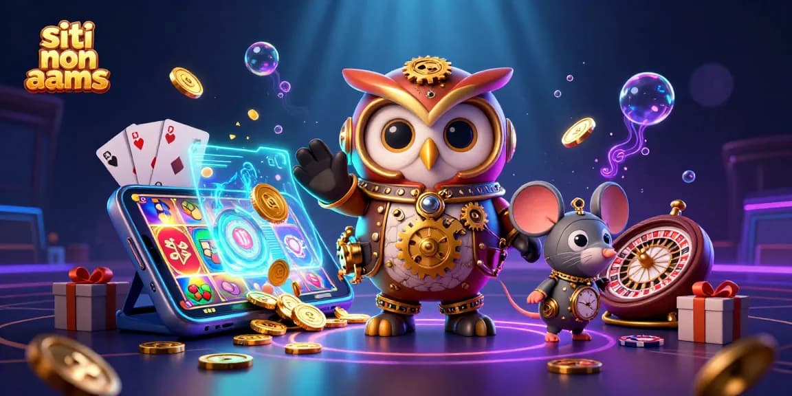 Gioca su siti non AAMS con un gufo viaggiatore e un topo, immersi in un casinò futuristico.