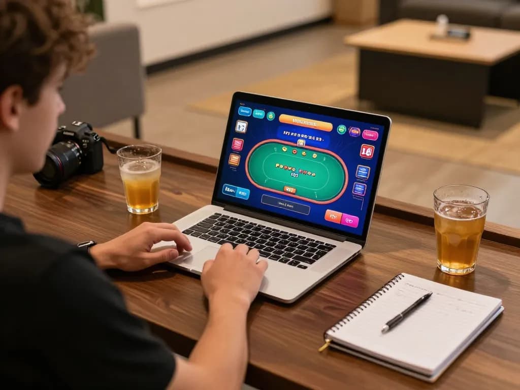 Player engaging in online poker at MB88 gaming platform, showcasing strategy and excitement