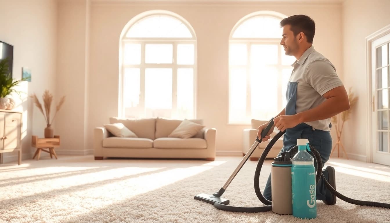 Find the best carpet cleaners near me in a bright living room showcasing professional cleaning techniques.