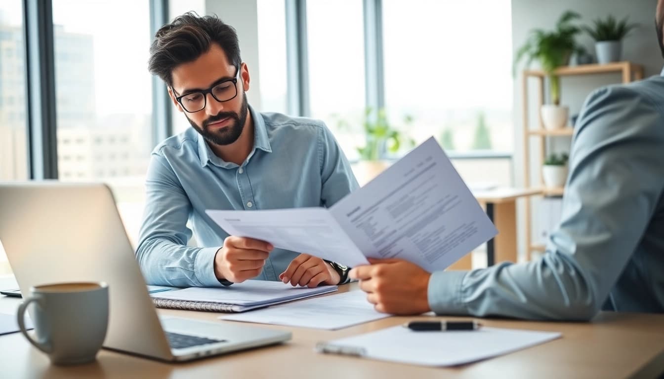 Searching top sales job boards for the best candidates in a bright office setting.