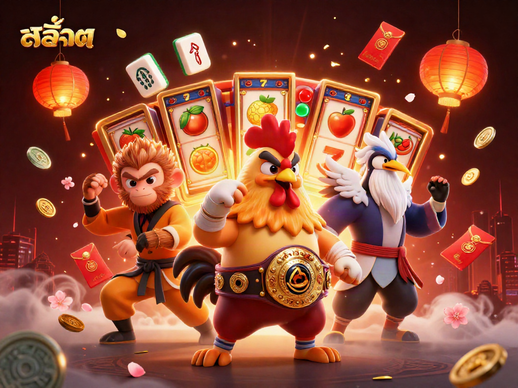 Engage in thrilling สล็อต excitement with vibrant slot reels and dynamic character action.