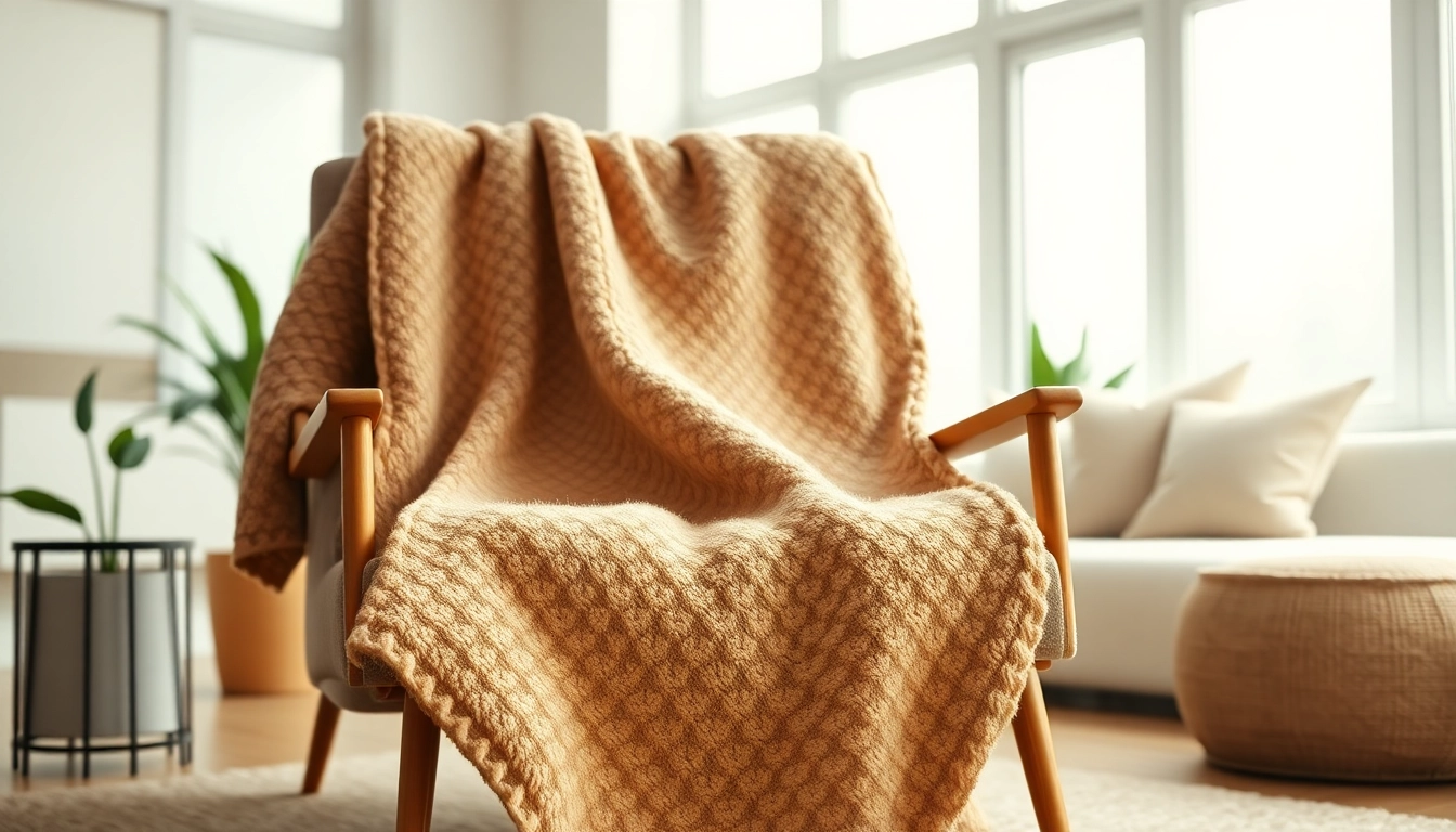Fleece dekens uitstralen warmte en comfort in een moderne woonkamer.