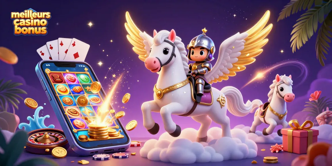 Maximisez vos gains avec les meilleurs casino bonus en jouant sur un smartphone, entouré de jeux de casino animés.