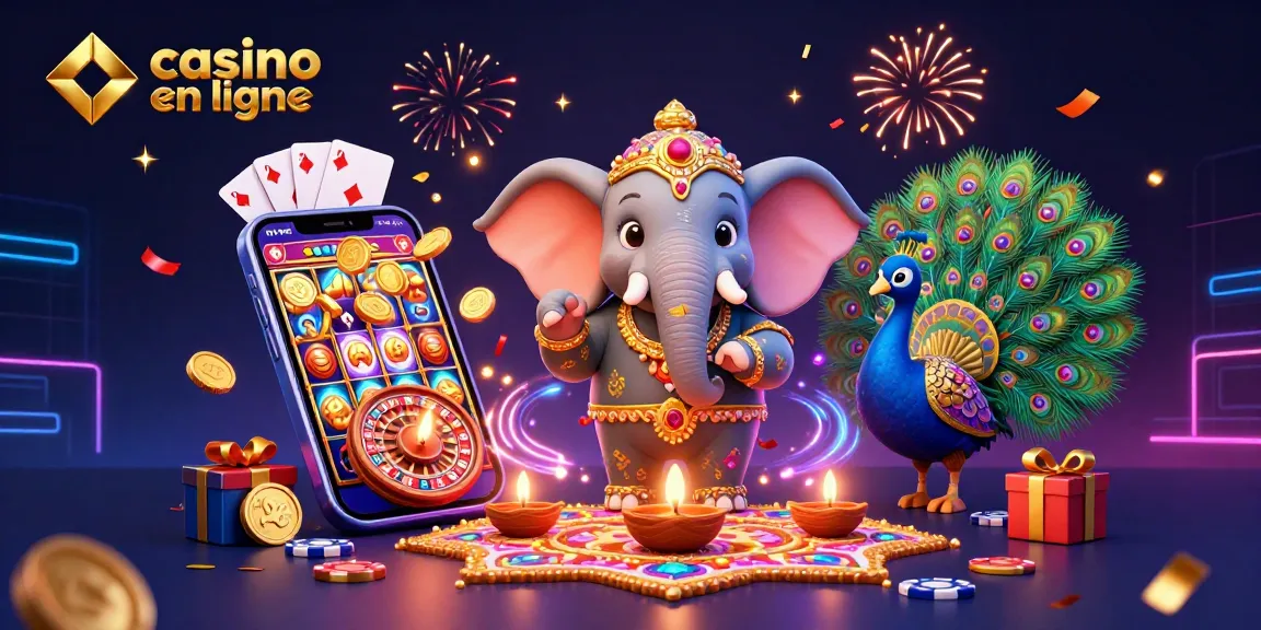 Jouez à des jeux de casino en ligne avec un éléphant orné lors d'une célébration festive.