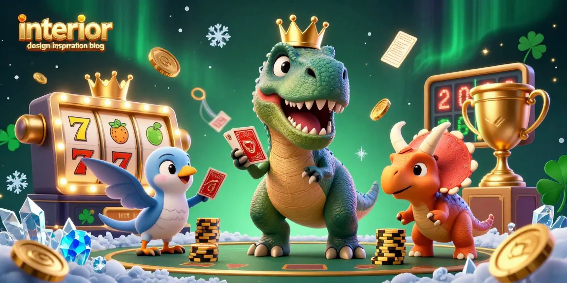 Interact with vibrant game elements in this interior design inspiration blog scene filled with casino energy.