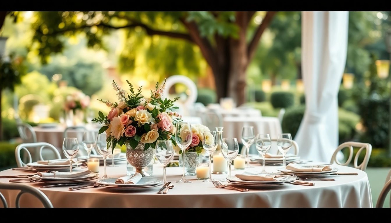 Showcasing stunning Table Rentals with elegant decor in an outdoor event setting