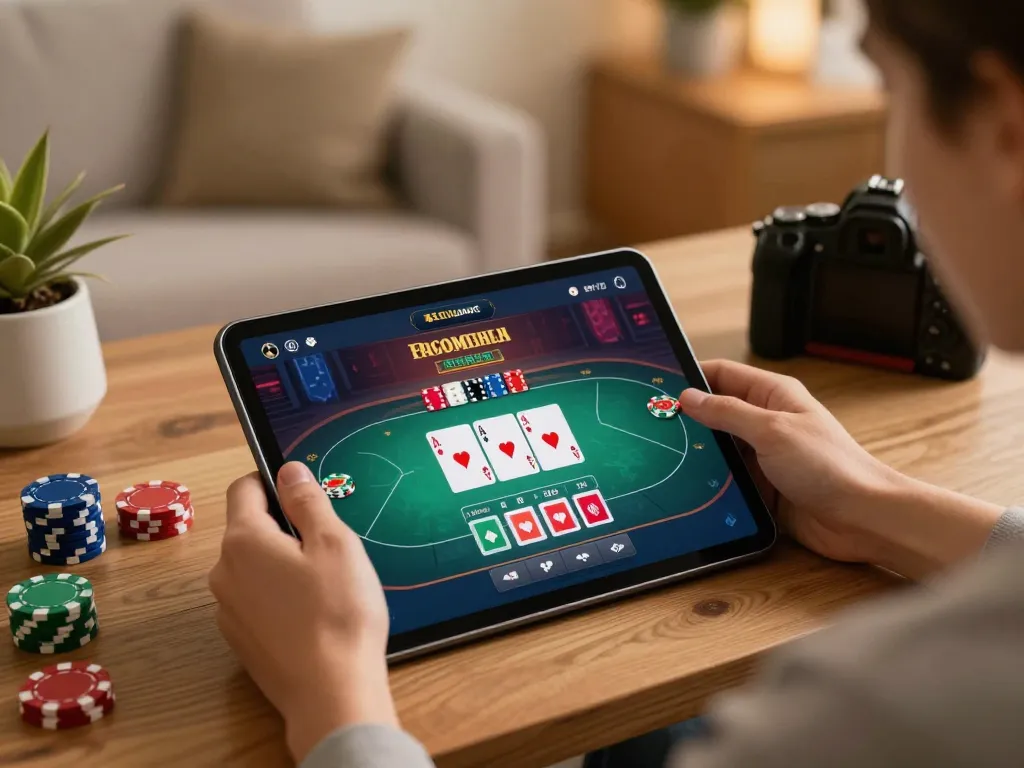 Engaged user exploring SC88 casino app for a strategic online poker game.