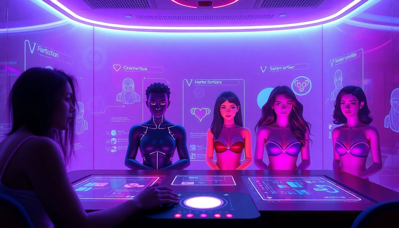 Engaging scene of NSFW character AI with vibrant avatars and interactive digital interface.