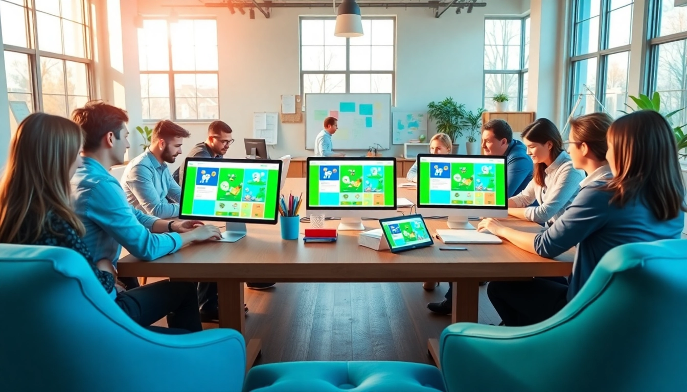 Marcel Hüsig arbeitet kreativ mit einem Team an modernen Webdesign-Projekten.
