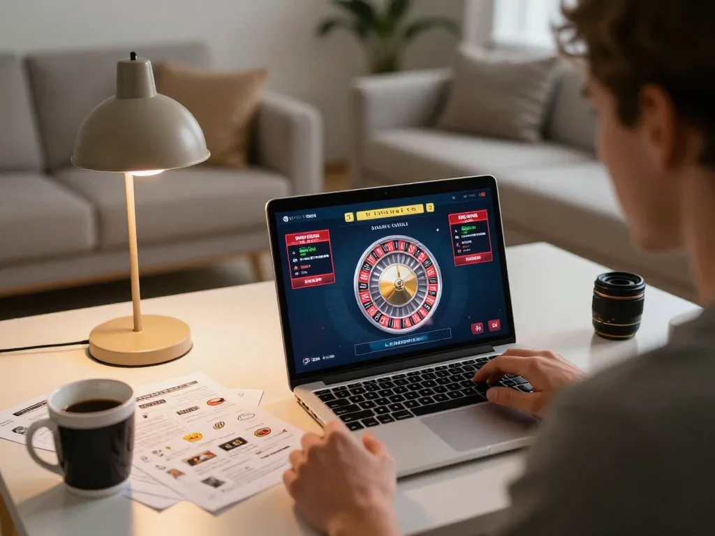Engaged player interacting with TR88 COM online casino roulette interface at home