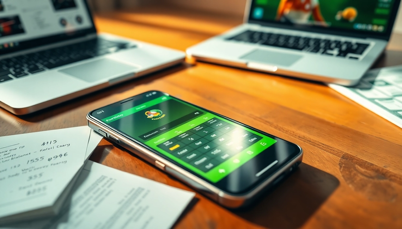 Explore top sports betting sites India with vibrant app interface and betting materials on a table.