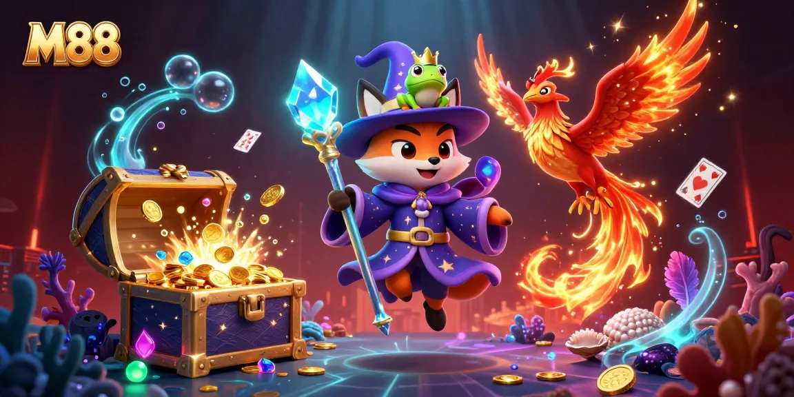 Engage in thrilling gameplay with M88's mystical 3D cartoon characters surrounded by rich casino elements