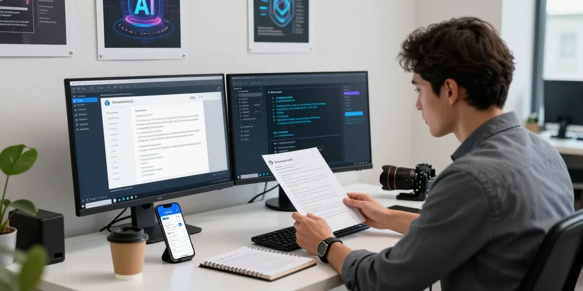 Professional examining PDFs with AI tools to detect fake receipt authentically.