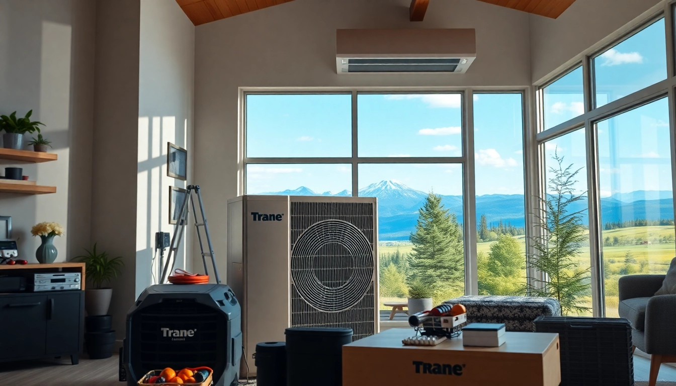 Install a Trane Alberta HVAC unit, showcasing a sleek, professional setup in a modern home.