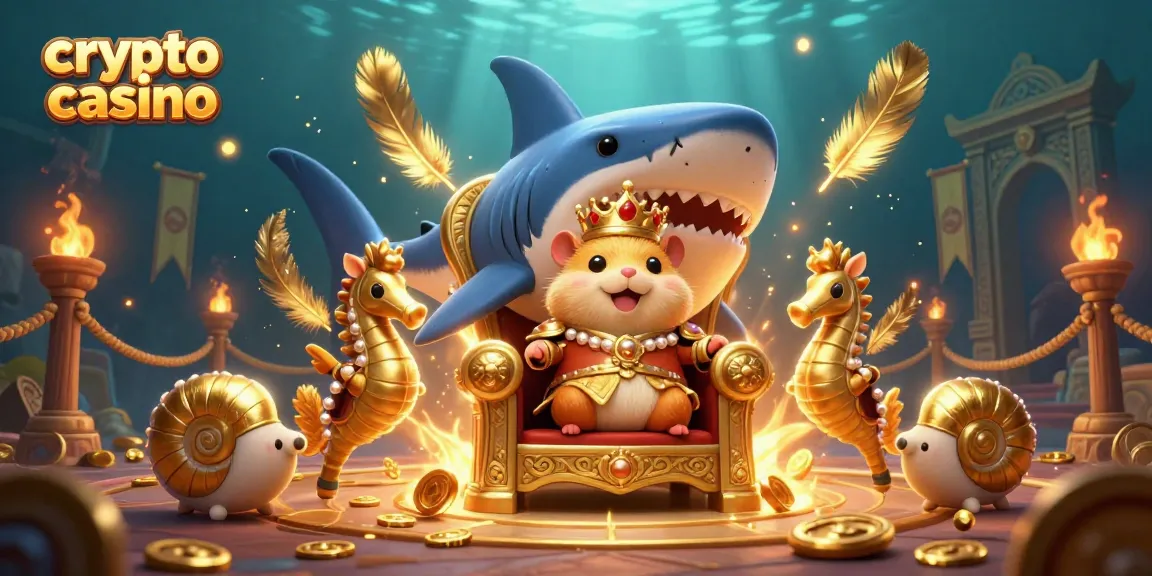 Giocatori vincenti che esplorano un crypto casino con monete e elementi di gioco in un ambiente vibrante.