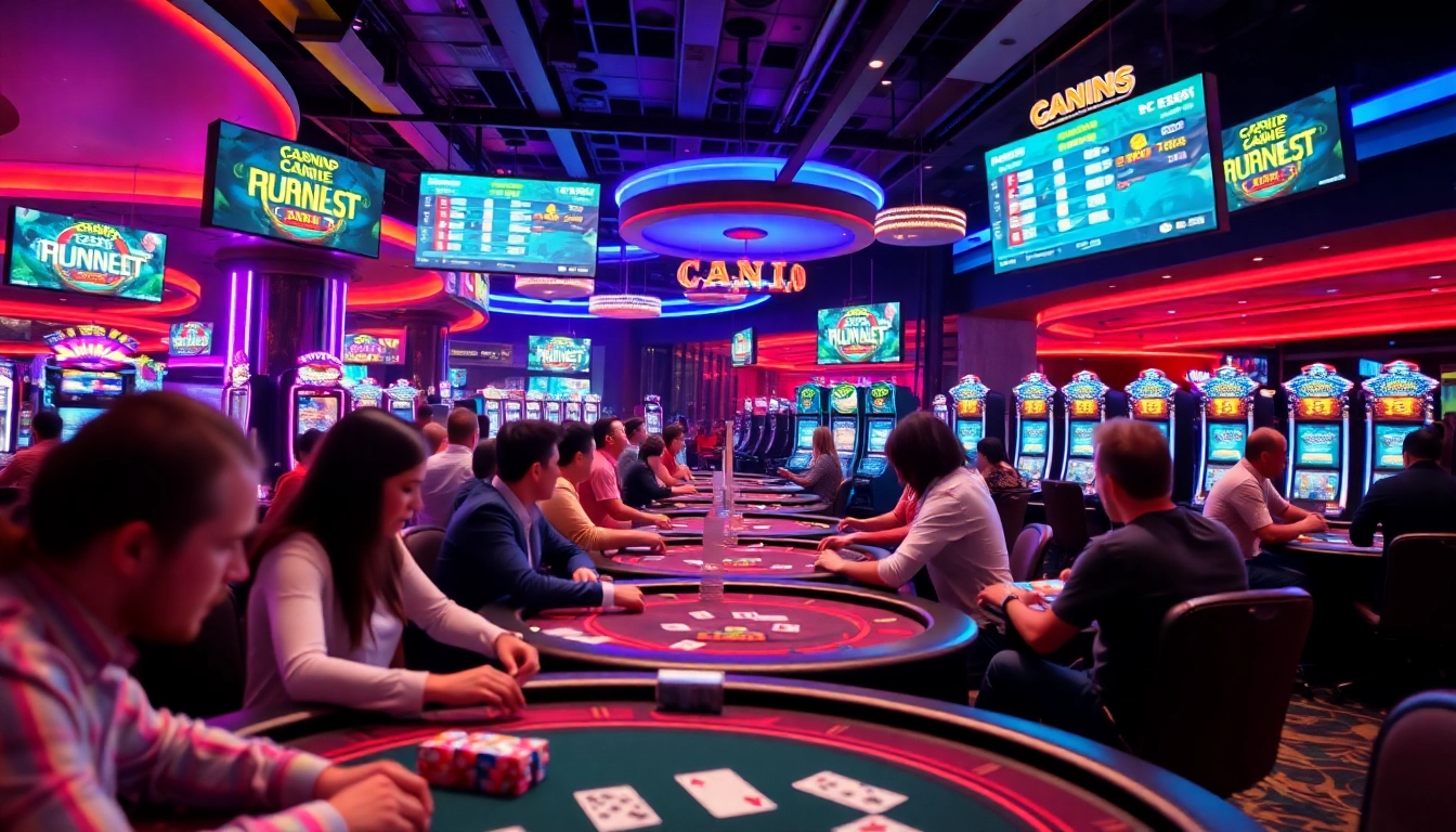 Neue casino bonus ohne einzahlung erleben in einer lebhaften Casino-Umgebung mit Spielern am Tisch.
