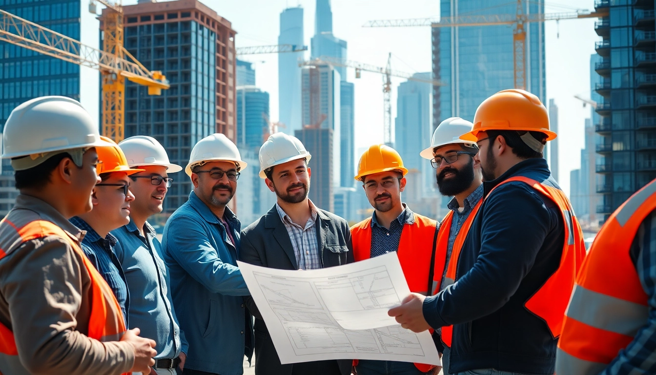 Highlighting a New York City Commercial General Contractor managing a construction team in a vibrant urban setting.