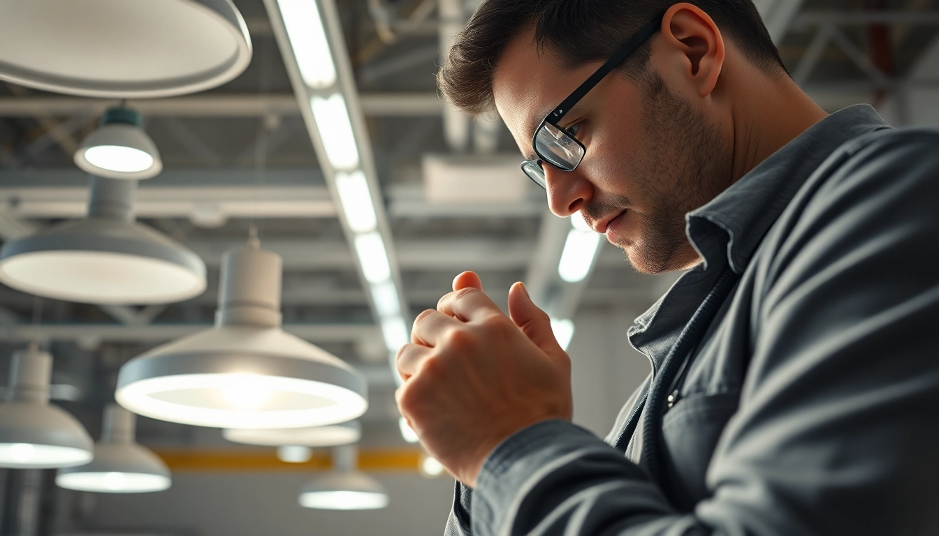 Performing lighting service maintenance in a commercial space while ensuring efficiency and safety.