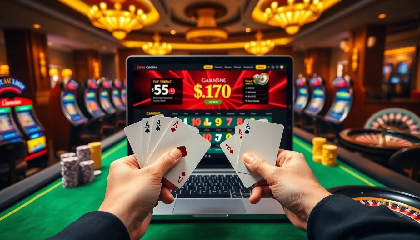 Vivez l'excitation d'un casino fiable en ligne avec des composants luxueux tels que des jetons de poker et des interfaces de paris en ligne.