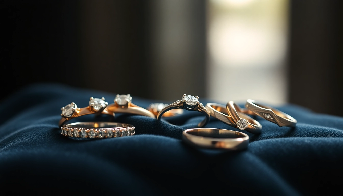 Exquisite promise rings showcasing unique designs and radiant gemstones on a velvet backdrop.