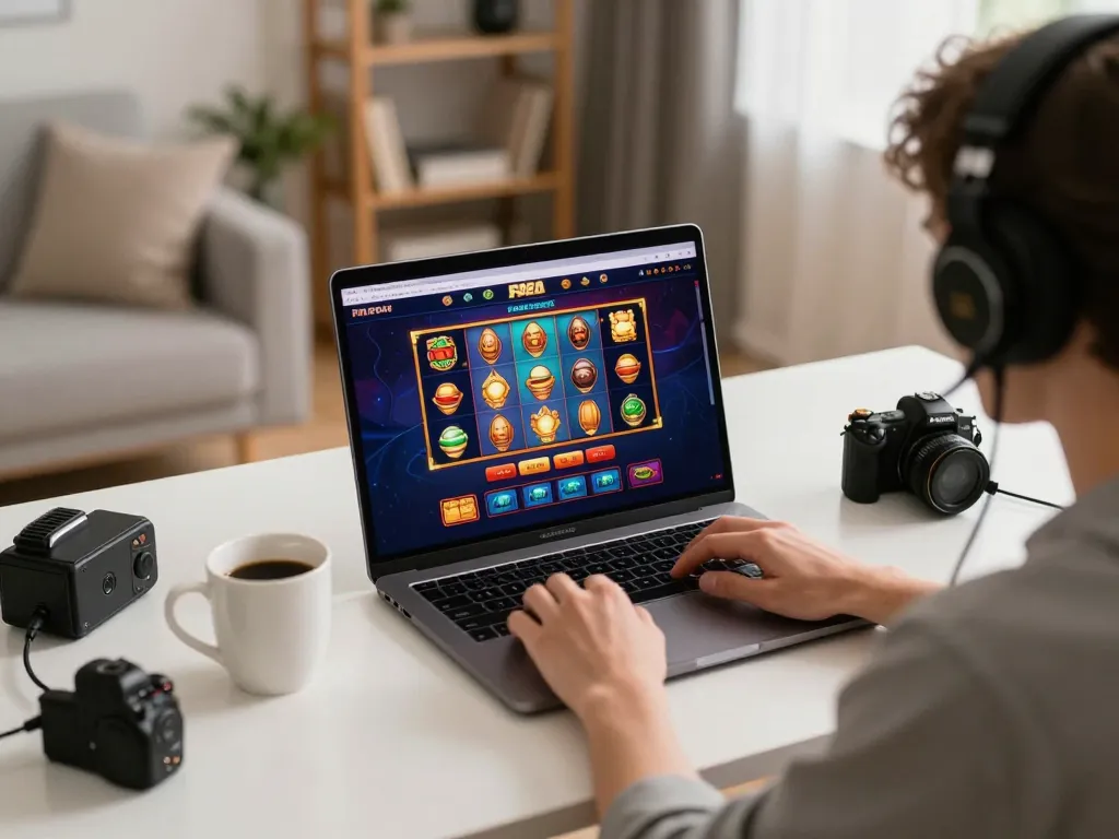 Player engaging with FAFA 828 online casino interface, showcasing vibrant gaming atmosphere