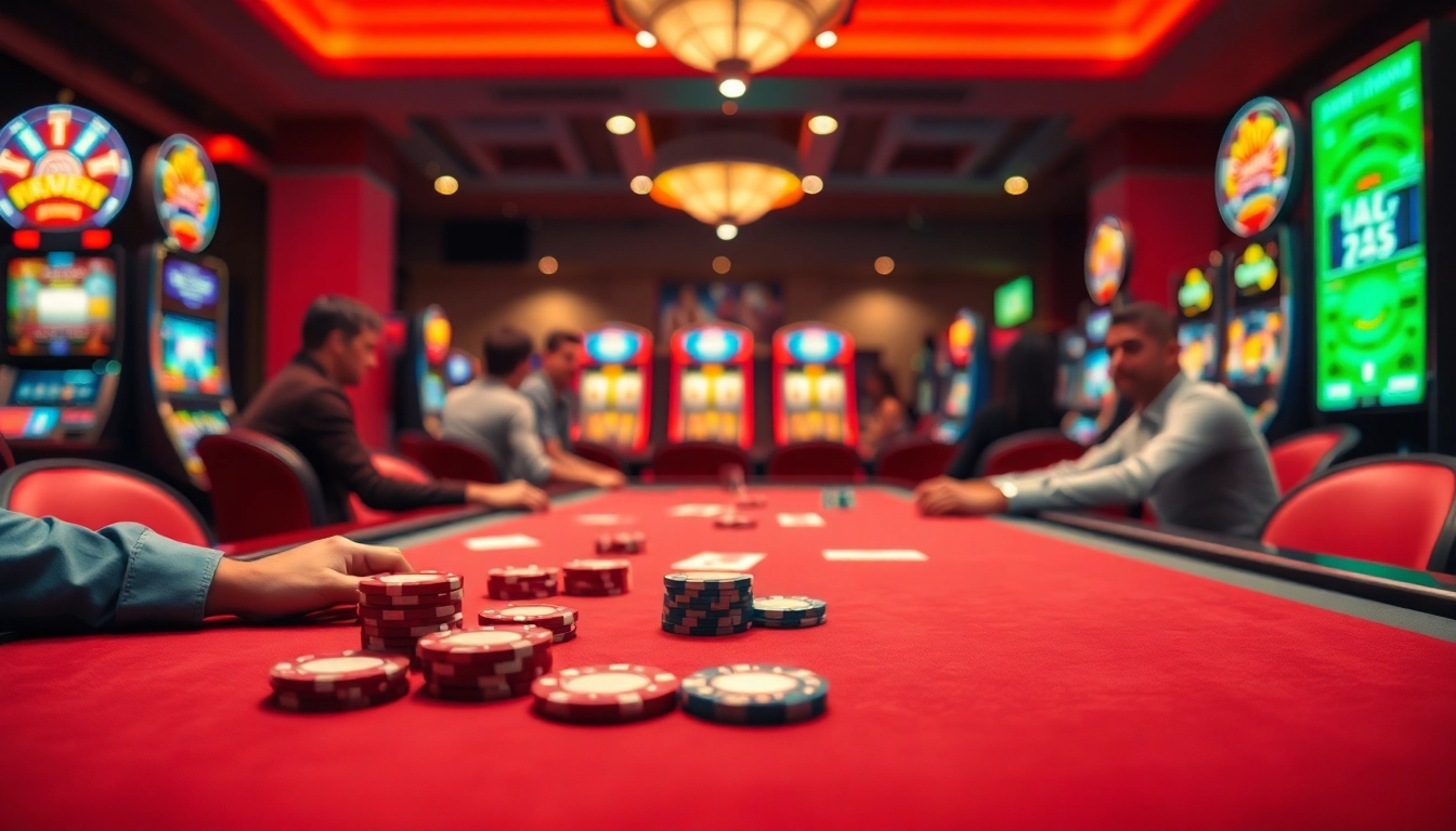 Menangkan di meja poker dengan Planet77 APK saat suasana kasino yang meriah.
