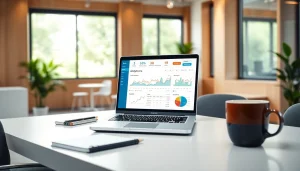 Monitor showcasing smm reseller panel metrics in a modern workspace setting.