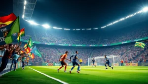 축구중계 중 경기 중 선수들이 열정적으로 경쟁하는 모습