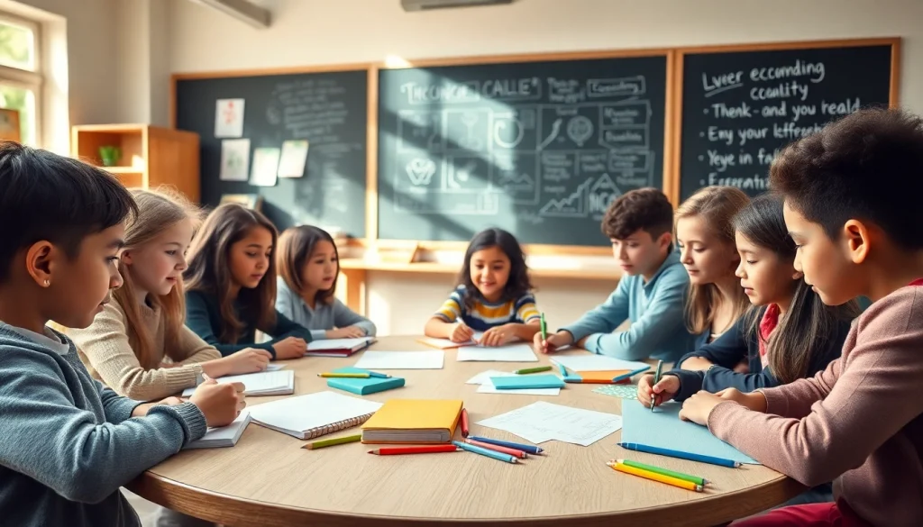 Engaged students collaborating in a vibrant classroom setting focused on Education concepts.