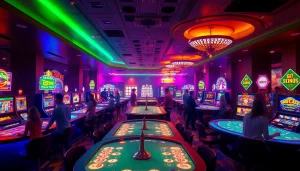 Explore cassino online com jogos vibrantes e jogadores animados em um ambiente festivo.