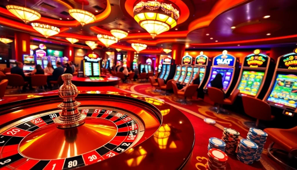 Engaging scene of players enjoying Canada online casinos with roulette and poker elements.