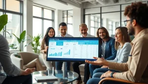 Analyze competitor pricing strategies during a professional business meeting in a modern office.