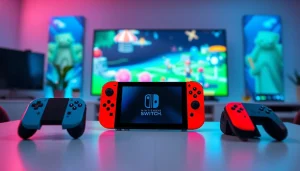 Nintendo Switch 2 reviews showcasing vibrant design in energetic gaming setup.