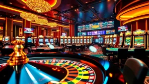 Experience the thrill of FLY88 trang chủ with vibrant casino visuals featuring roulette, poker tables, and engaging gameplay.