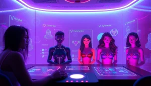 Engaging scene of NSFW character AI with vibrant avatars and interactive digital interface.