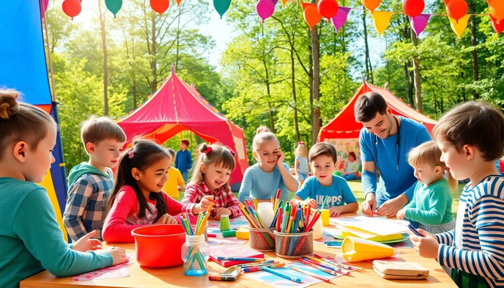 Kids enjoying fun activities at Holiday camps with vibrant surroundings and friendly faces.