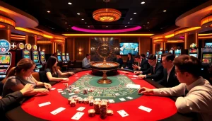 Engaging players at BK8 เว็บตรง casino table enjoying poker and roulette for an exhilarating gaming experience.