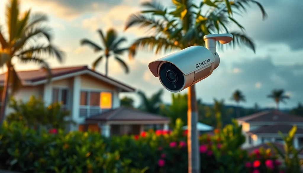 Cámaras de seguridad en Guanacaste para la seguridad residencial, con tecnología avanzada en un vecindario vibrante.