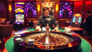 Experience the thrill of the 777VIP casino with a vibrant roulette table and engaging gameplay.