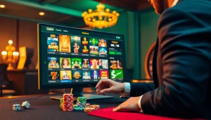 Un joueur interagit avec une interface de jeu en ligne, mettant en avant le casino fiable en ligne avec l'excitation des paris.